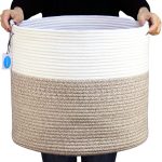 Casaphoria Large Cotton Rope Storage Baskets for Organizing with Built-In Handles,Tall Woven Laundry Hamper, Blanket Basket for Living Room, Round