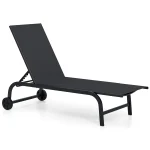 Tangkula Lounge Chair Outdoor 6-Position Recliner Metal Frame  Breathable Fabric (1/2)