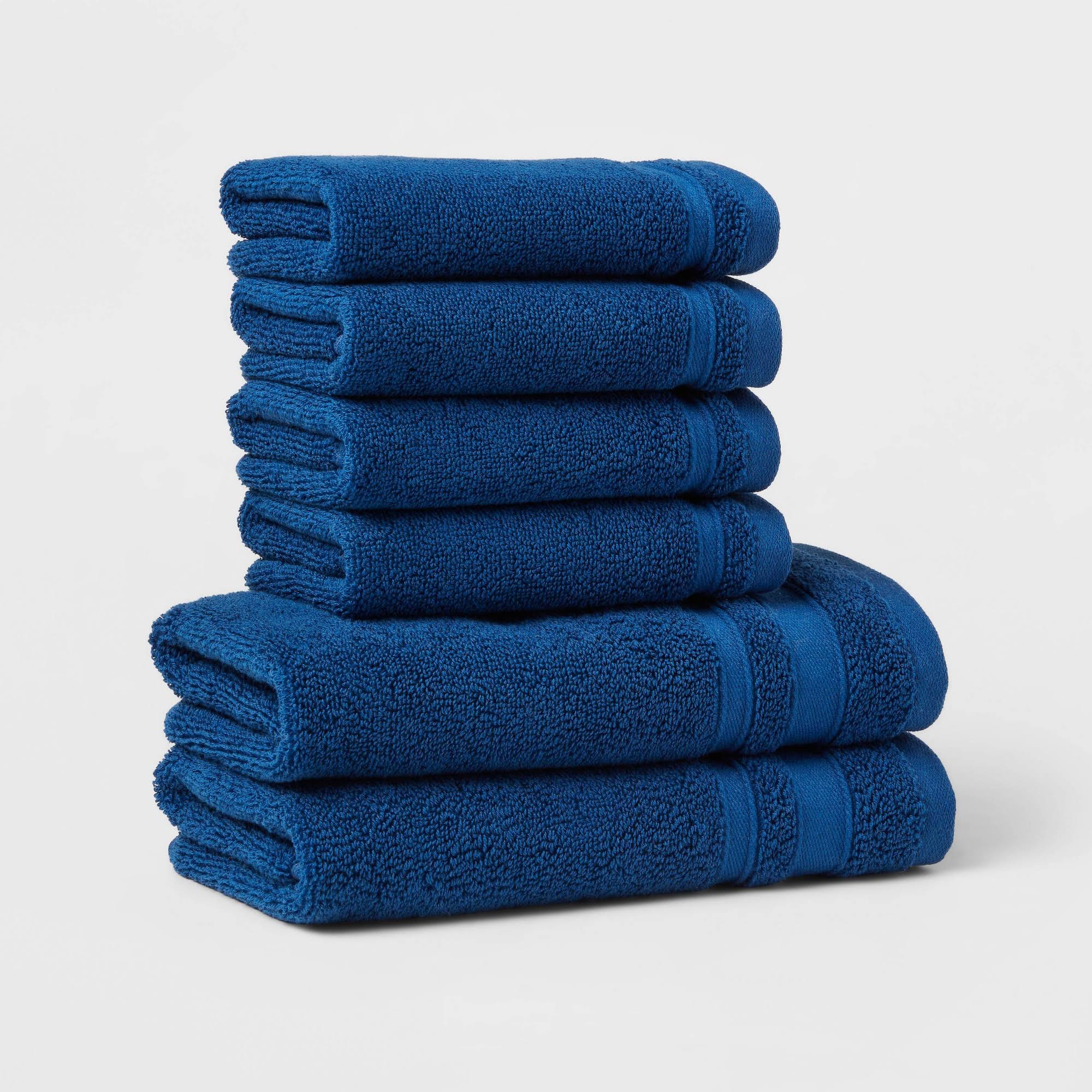 e49bd814dc1fcdc568d636fa8019e8ecb509590d9be86eeafbd13473ebf475e8.jpg 6 Pack Threshold Performance Hand Towels & Washcloths Blue. Nwt. O - Image 1