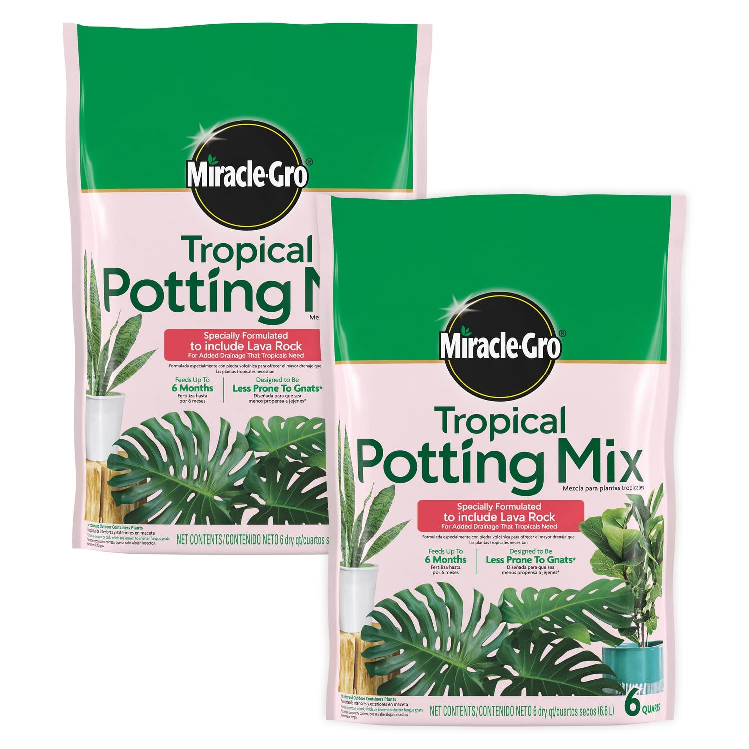 e4a13387ddcf902355b5457fdfba6efd02ca3832adb8e335981fb83e24976c21.jpg Miracle-Gro Tropical Potting Mix - Growing Media for Tropical Plants Living in Indoor and Outdoor Containers, 6 Qt. (2-Pack) - Image 1