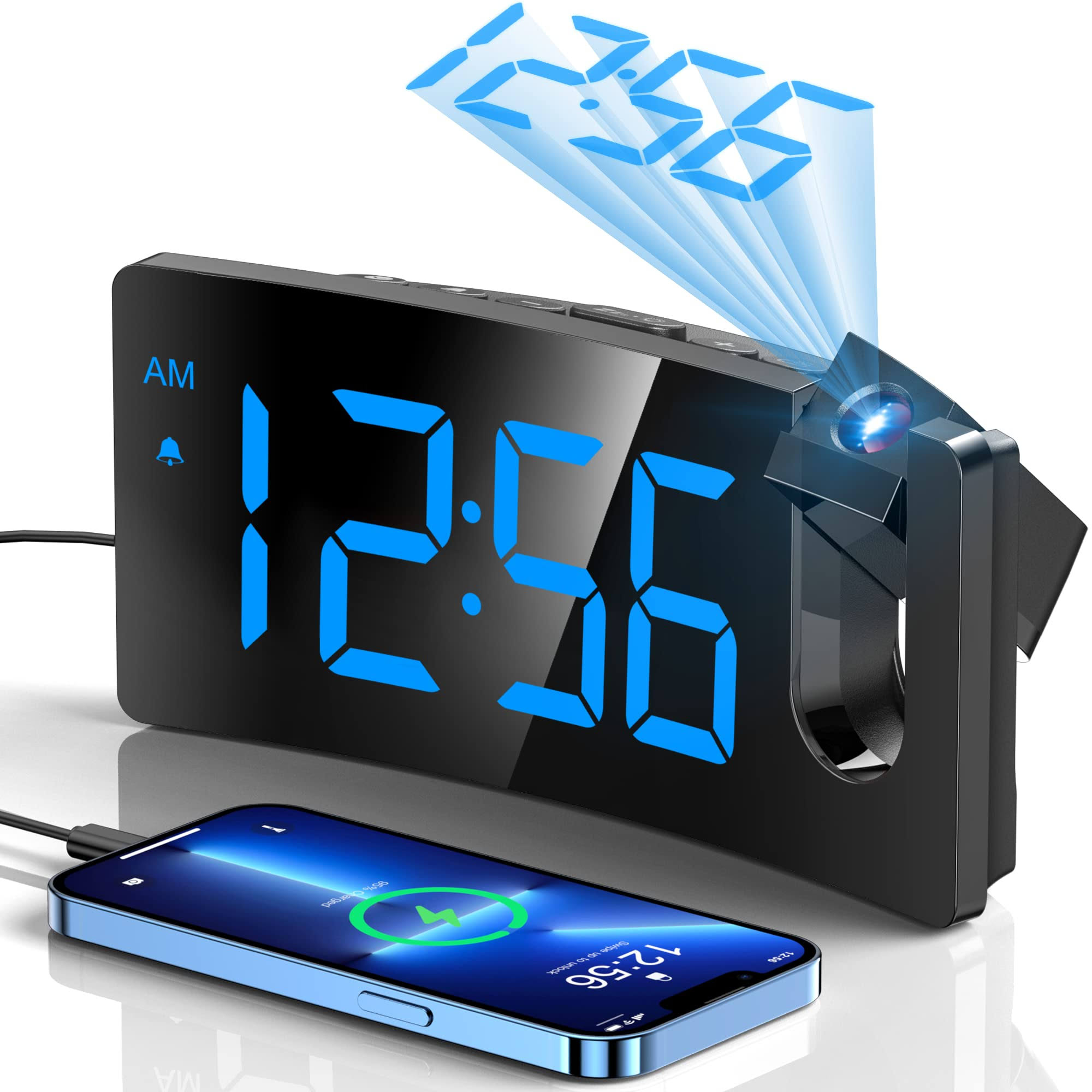 e4a7cfc9f4d4941065da6c10b90c765ffa1f5498518b56c7b8c8f3019154d529.jpg GOLOZA Projection Alarm Clock, Digital Clock with 180�� Rotatable Projector, 3-Level Brightness Dimmer, Clear LED Display, USB Charger, Progressive - Image 1