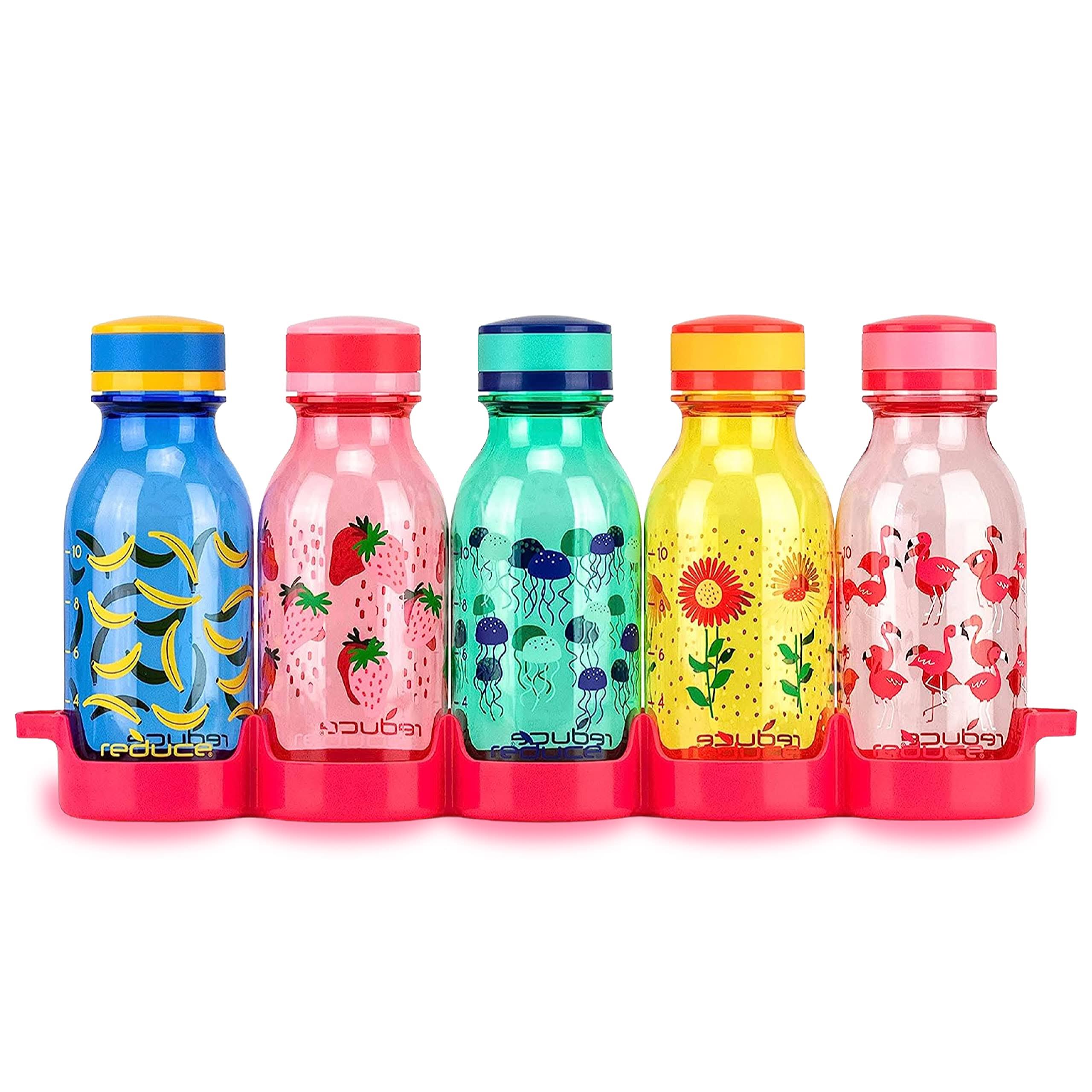 e4b273d59c54cbd3dd54a5b6846d49b345d25e1e0ba2de97ef6bdb02b16c2d44.jpg Reduce WaterWeek 14 oz Tritan Reusable Water Bottles - Includes 5 Leak Proof Bottles and Fridge Tray - BPA Free and Dishwasher Safe - Image 1
