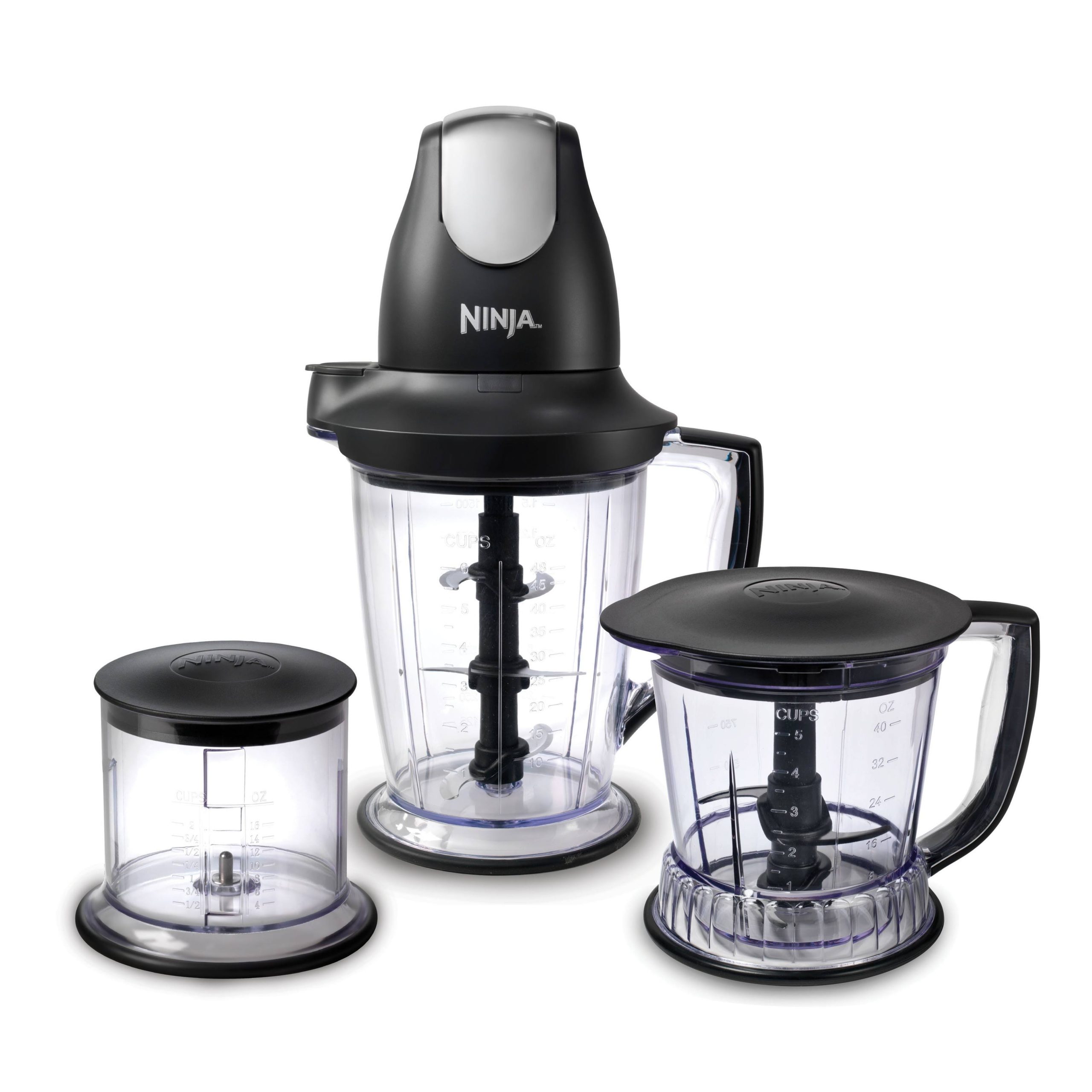e4c579572f43b1c522c82c6197c13d4f67becdf4b045c60aa19dd9ca159acff4.jpg Ninja QB1004 Blender/Food Processor with 450-Watt Base, 48oz Pitcher, 16oz Chopper Bowl, and 40oz Processor Bowl for Shakes, Smoothies, and Meal Prep - Image 1