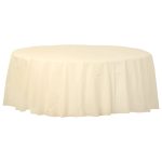 Amscan Vanilla Cream Round Plastic Table Cover, 84in Vanilla | Party