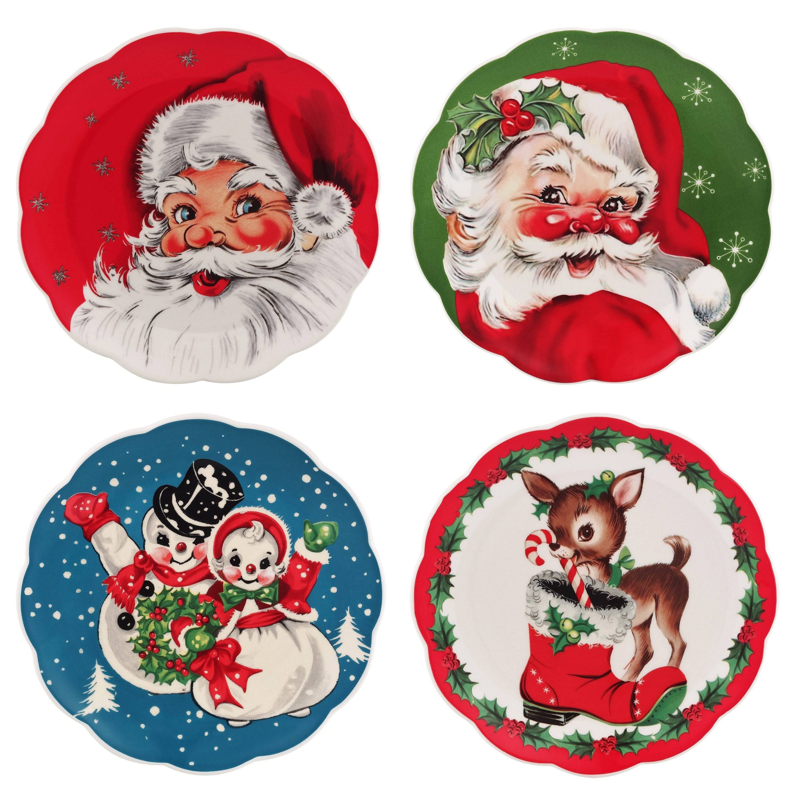e4ec055c4a8935935293b3708f4296dda6b0db5fca6747ff0650ae263baeb39b.jpg Mr. Christmas Vintage Scalloped Plates Set of 4 - Image 1