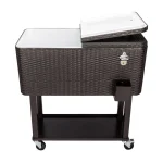 Outvita 80 Quart Rolling Ice Chest. Portable Bar Drink Cooler