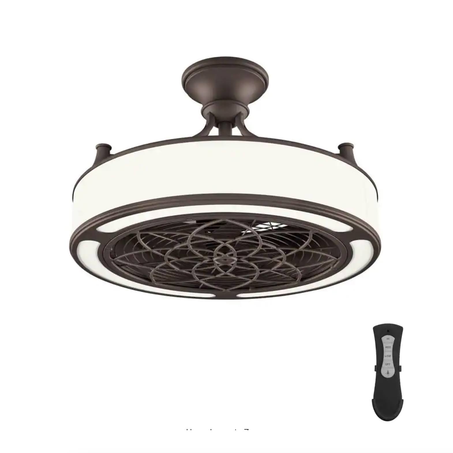 e522dbe15052d4cd85b1cfd3871376b8b5e76ed5fedb800c6d634cf40ffb2baa.jpg Home Decorators Collection Windara 22 in. LED Indoor/Covered Outdoor Bronze Ceiling Fan with Light Kit and Remote Control - Image 1