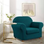 Howkwa Textured Grid Stretch Box Cushion Armchair Slipcover Winston Porter Fabric: Blue