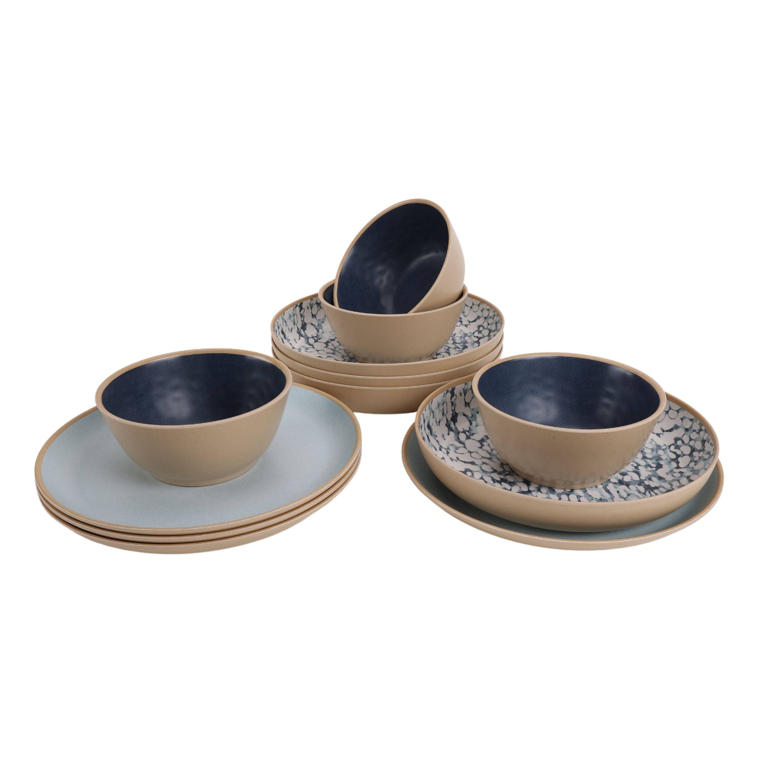 e5a3f73384161887db6905bf13dd2ed7fd9181293856367e8a83b761c35d7f3f.jpg Better Homes Gardens 12-Piece Bamboo Melamine Dinnerware Set Takara Print - Image 1