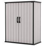 Keter Premier Tall Resin Outdoor Storage Shed with Shelving Brackets for Patio Furniture