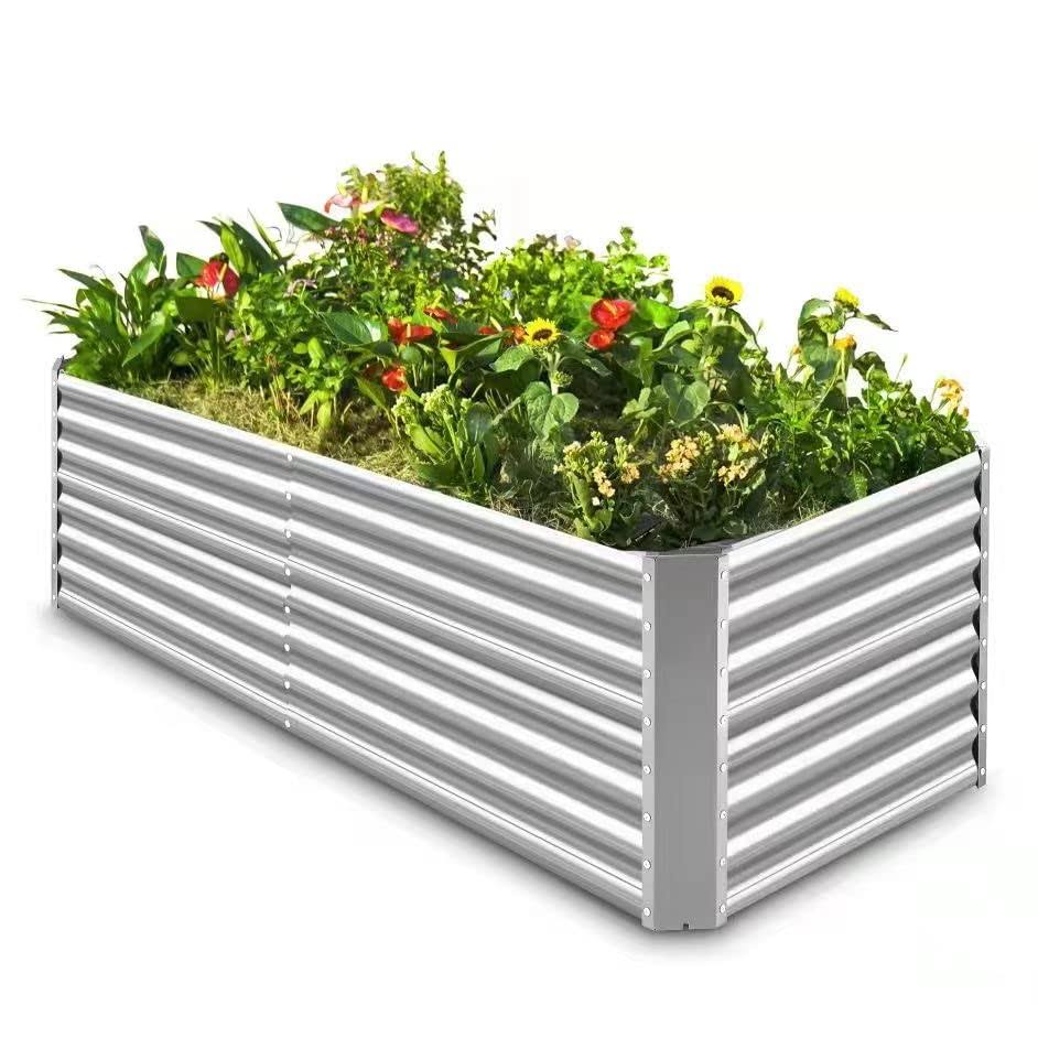 e5d2d098d5d5464184546851e11a9b857dc81cc7840c47bd841999efd92d8324.jpg Land Guard 8�G4�G2 ft Galvanized Raised Garden Bed Kit, Galvanized Planter Raised Garden Boxes Outdoor, Large Metal Raised Garden Beds for Vegetables. - Image 1
