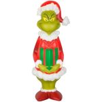 36 inch LED Lighted The Grinch with Christmas Present Blow Mold Green Christmas dcor Dr Seuss