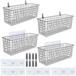 Aozita 4 Set Extra Large Hanging Wall Basket for Storage, Wall Mount Sturdy Steel Wire Baskets, Metal Hang Cabinet Bin Wall Shelves, Rustic Farmhouse