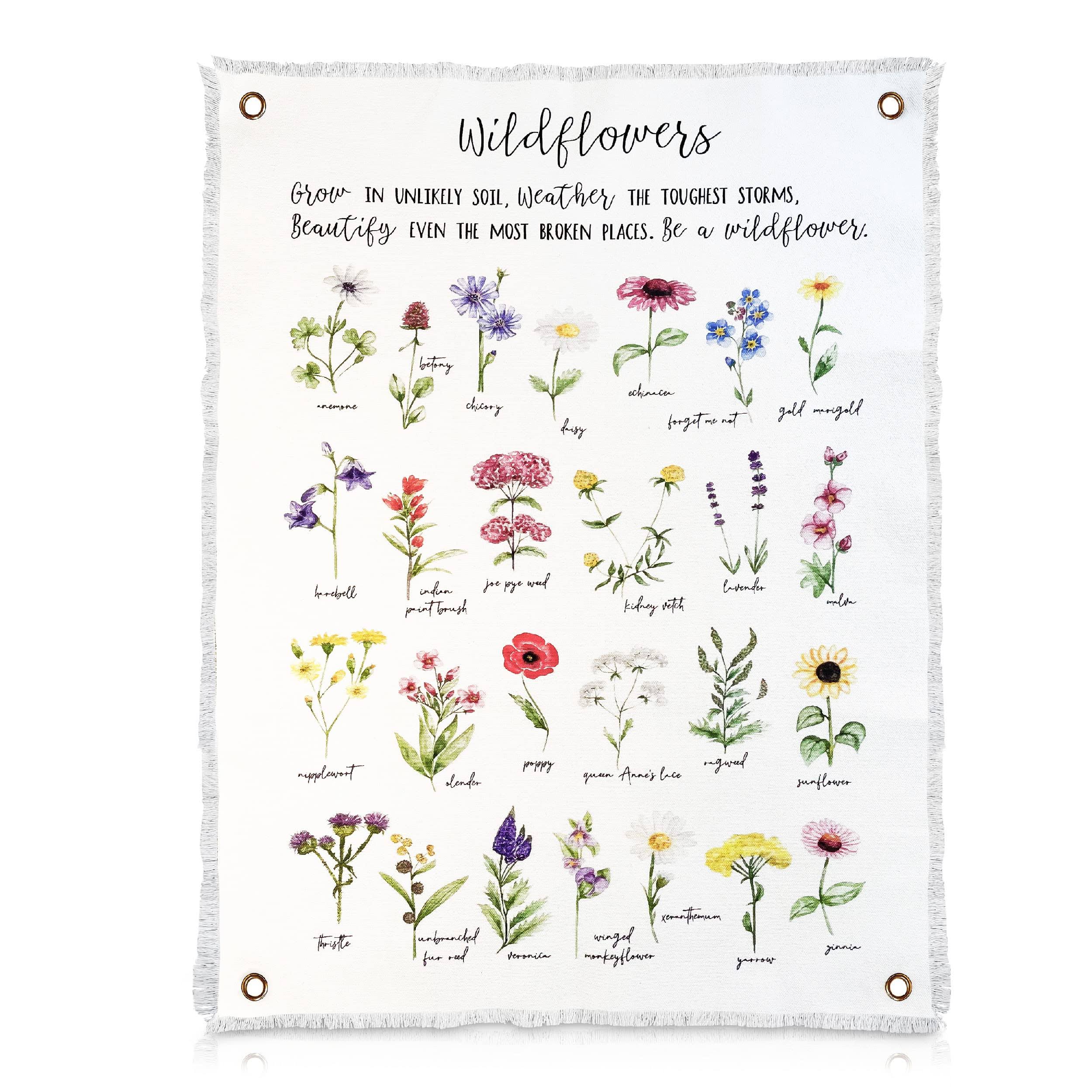e6101c4575f4e09195199ececadb80121475adf805a5d5ffdee73d4d9ddb390e.jpg Botanical Inspirational Wall Art Flower Poster - 18�� x 24�� Cotton Canvas Wildflower Fabric Wall Hangings | Rustic & Farmhouse Style Watercolor - Image 1