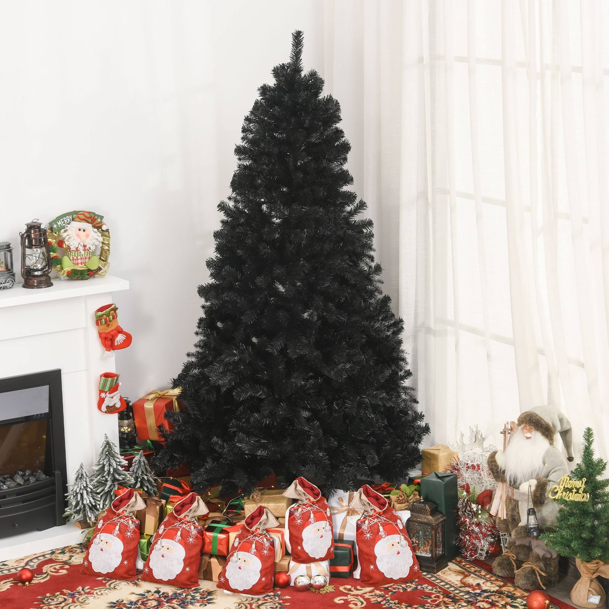 e63eec2f4d18f2e66657f7e3113ccc920b02b596807c53625cb08e58166f4cbf.jpg HOMCOM 7ft Artificial Christmas Tree Holiday Home Decoration Automatic Open Black Halloween Style - Image 1