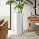 Mercury Row Sheley Fiberglass Pot Planter Color: White, Size: 26" H x 13" W x 13" D
