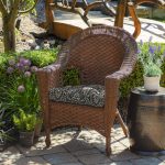 Arden Selections Aurora Damask Outdoor Wicker Chair Cushion, Black, 18x20