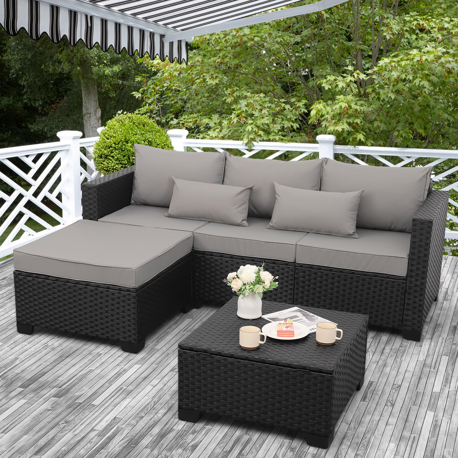 e66cbcab73277cef48b916f259ea964e567e76af47292f8a11468fdea98de610.jpg Rattaner 3 Pieces Patio Furniture Set with Ottoman and Outdoor Storage Table - Image 1