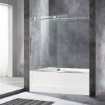 Woodbridge Frameless Sliding Bathtub Door, 56 inch-60 inch Width, 62 inch Height, 3/8 inch (10 mm) Clear Tempered Glass, Chrome Finish, Designed for