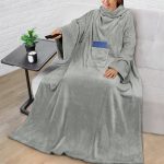 PAVILIA Premium Fleece Blanket with Sleeves for Women, Men, Adult | Warm, Cozy, Extra Soft, Microplush, Functional, Lightweight Wearable Throw (Light