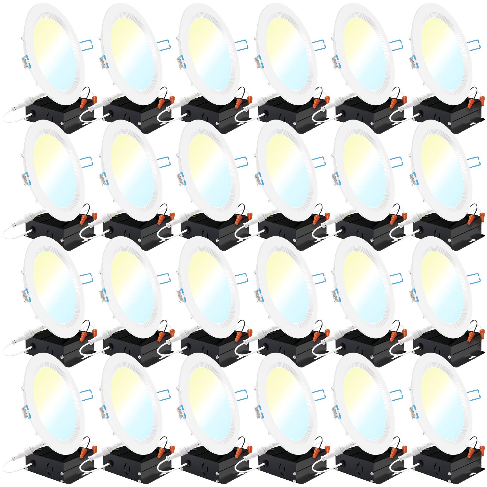 e69805538c0202c3c6884b212361d5737fefa41d35343158ef09444912fc1ca2.jpg Sunco Lighting 24 Pack 6 inch Ultra Thin LED Recessed Ceiling Lights, Baffle Trim, Selectable CCT 2700K/3000K/3500K/4000K/5000K Dimmable 14W, Wafer - Image 1