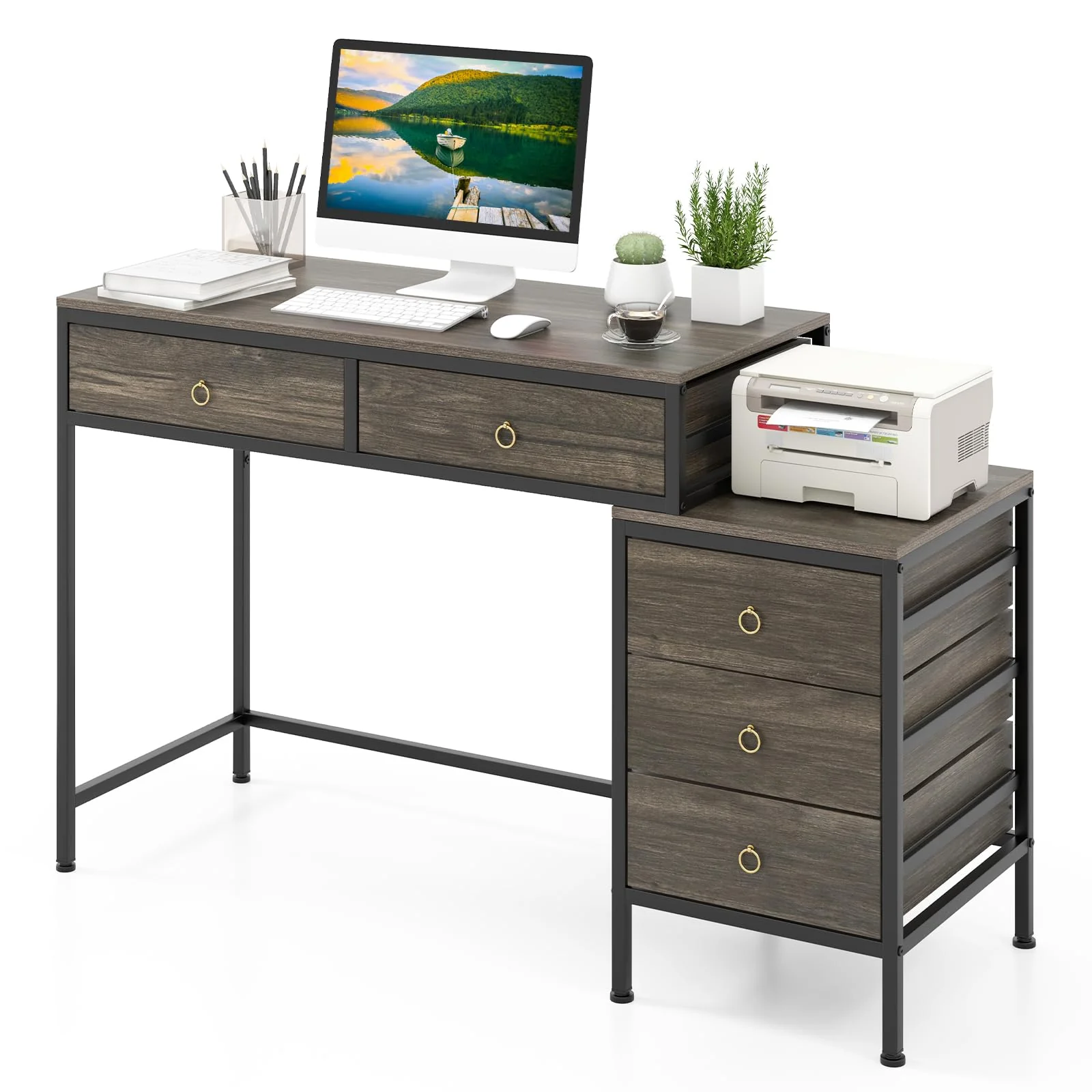 e6a69a81ed27334233b5f81eaec6bdb8c39dff01de54b244db0f9c5aeed7f3a6.webp Tangkula 51" Home Office Desk with Printer Stand - Image 1