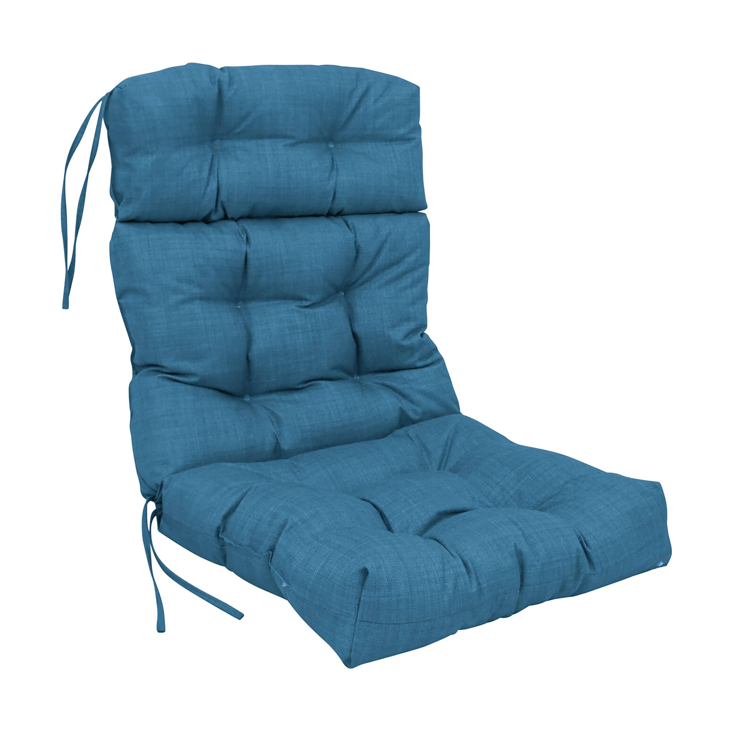 e6a88b81e7c5400296a941f4efabbbf30d091c98df56fbb5df2ec787ca5d242f.jpg Blazing Needles 22 x 45 in. Spun Polyester Solid Outdoor Tufted Chair Cushion Sea Blue - Image 1