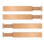 Yooda 4 Pack Bamboo Drawer Divider - Expandable Drawer Organizers (12.8 inch-17 inch) Spring Adjustable Kitchen Drawer Separators - Best for Kitchen,