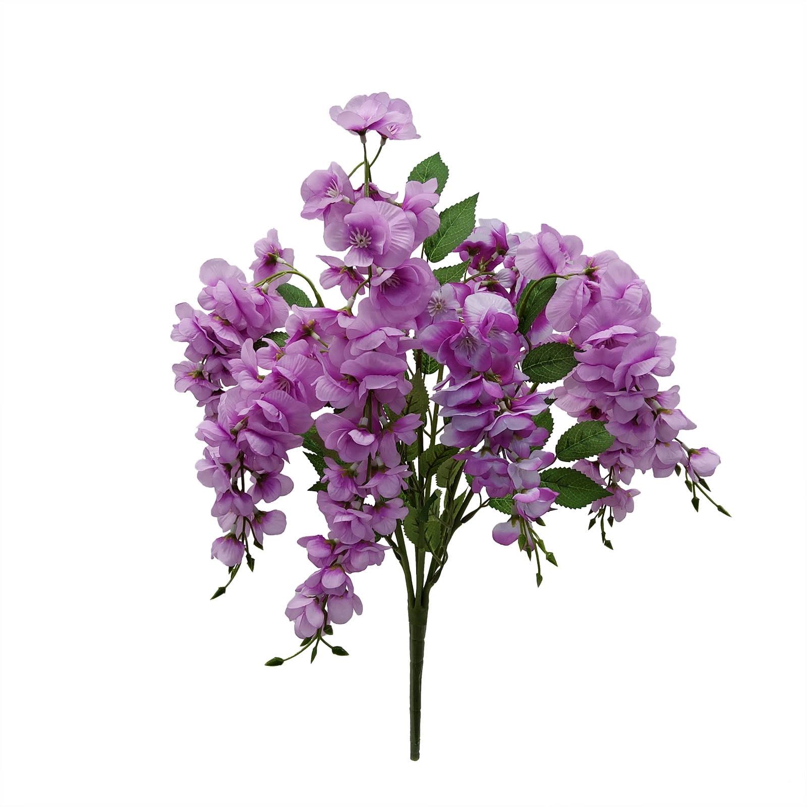 e6cae121fee797d0c06c5a593a1a808109e0c4bcf52599323c87dd59a9371667.jpg Mainstays Artificial Flower Wisteria Bouquet - Purple - 20 in - Image 1