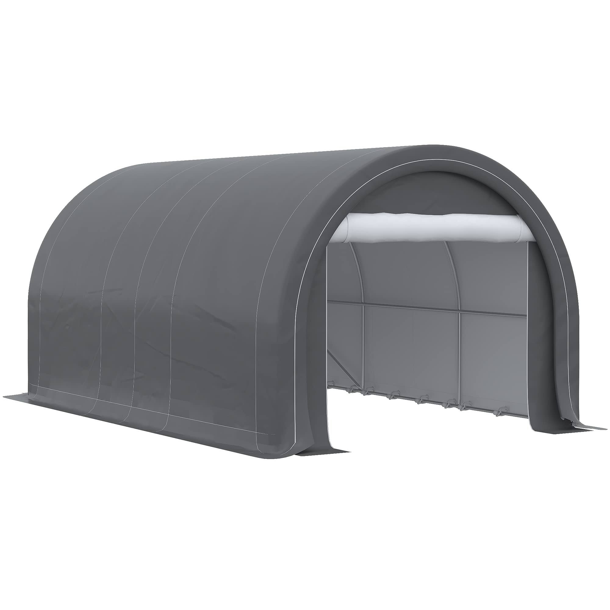 e6efb1f3d2c024548106b313572d51f91bc72d08e570c0e4b12e8772ecd6419a.jpg Outsunny 10' x 16' Carport, Heavy Duty Portable Garage Storage Tent with Large Zippered Door, Anti-UV PE Canopy Cover for Car, Truck, Boat, Motorcycle - Image 1