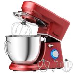 Costway Tilt-Head Stand Mixer 7.5 qt 6 Speed 660W with Dough Hook, Whisk & Beater Red
