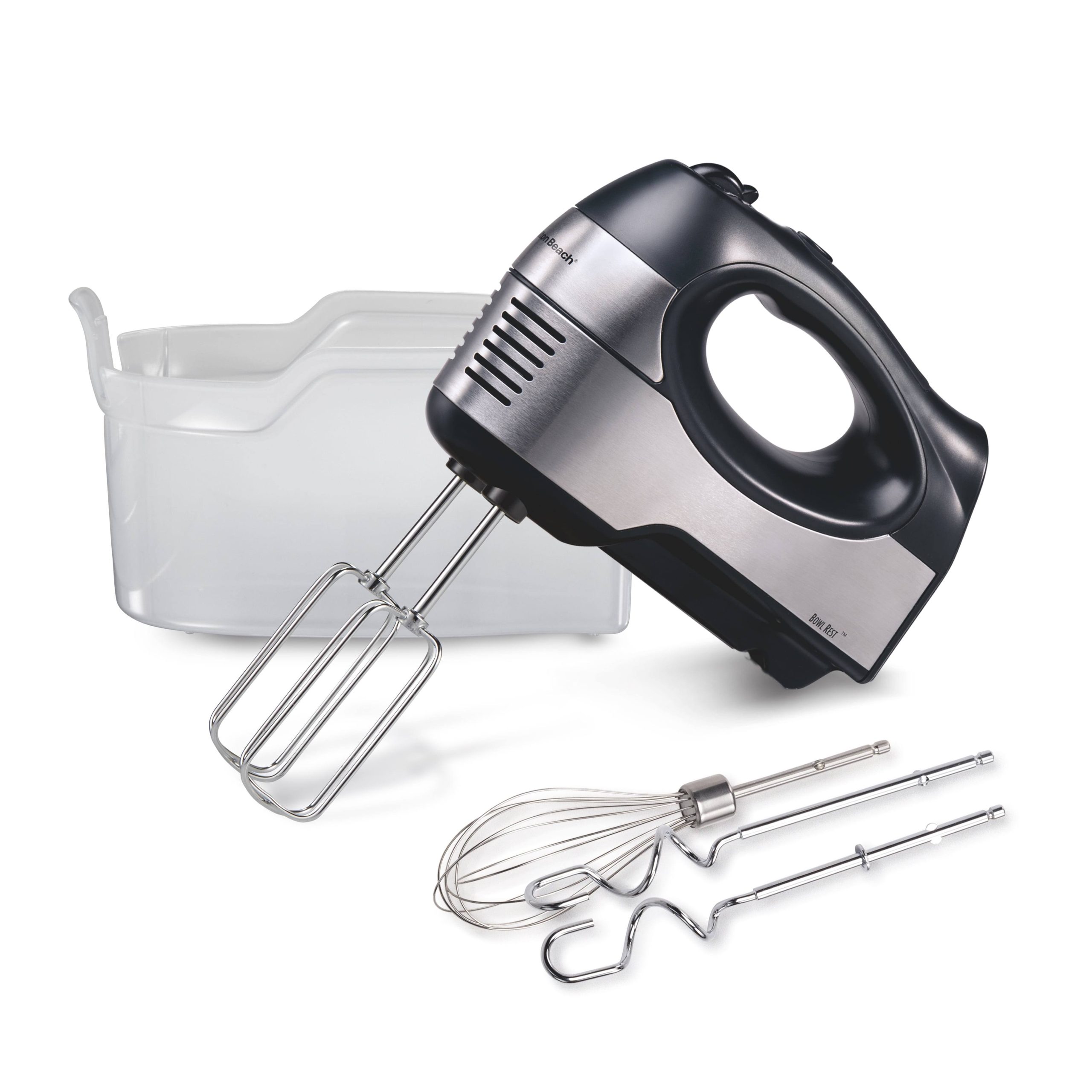 e6f1adb3d423b941a6e549402cc54cdaa89d22e06d39d8f27759f95d6582e8a9.jpg Hamilton Beach 6 Speed Performance Hand Mixer, Includes Case, 5 Attachments, Stainless Steel, 62646f - Image 1