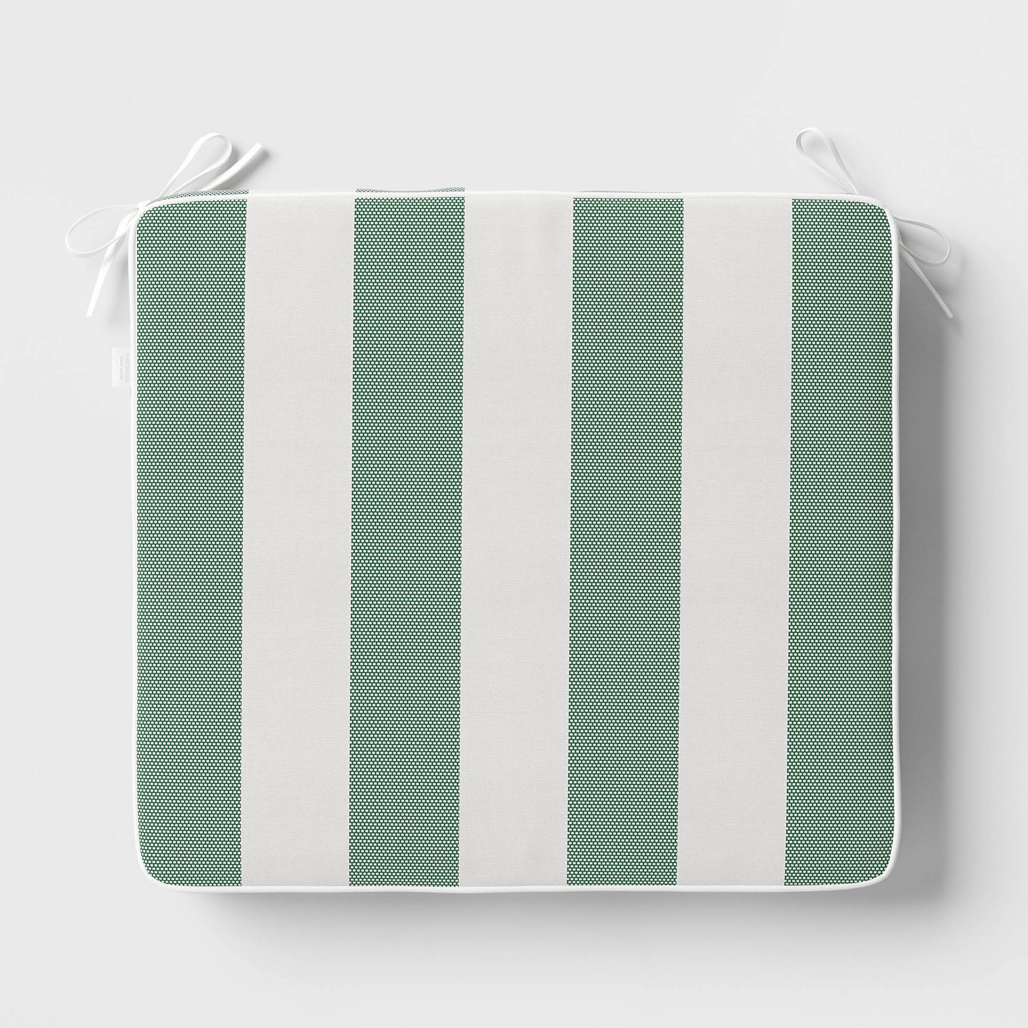 e73c8d64767836353703f58f79af15fcba86a8cd328a12b540567a9a94236a44.jpg 18"x20" Striped Outdoor Seat Cushion with Contrast Piping Green - Threshold Designed with Studio McGee - Image 1