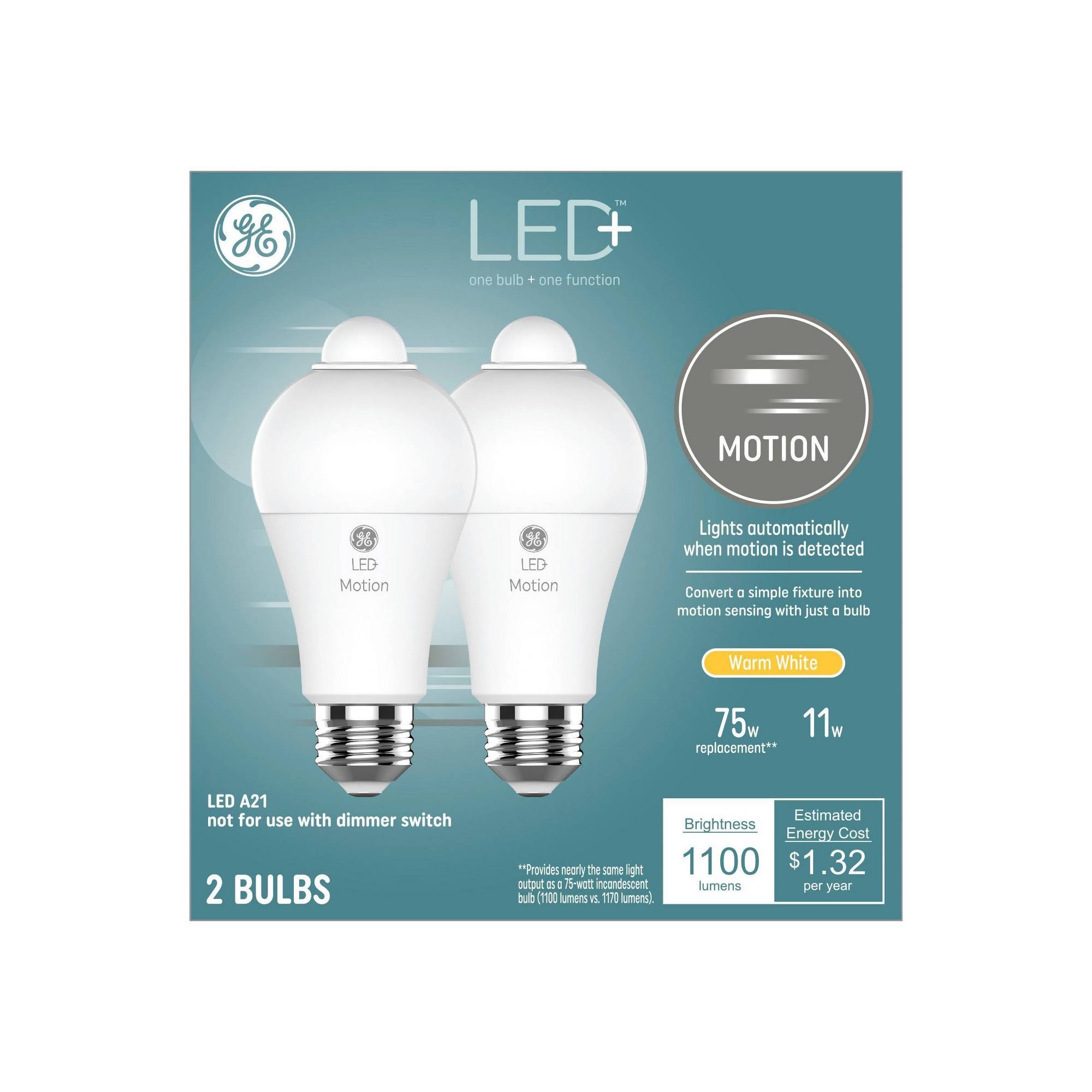 e740f6719057b43e39373a766266d1742960695089d935d6899abdd5e16a6281.jpg GE 93129313 LED+ Motion Replacement A21 Light Bulb, Soft White - Image 1