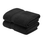 Superior Highly Absorbent Egyptian Cotton 2-Piece Ultra Plush Solid Bath Towel Set - Black