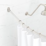 Signature Hardware Curved Solid Brass Shower Curtain Rod Brushed Nickel