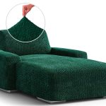 PAULATO by GA.I.CO. Stretch Arm Chaise Lounge Sofa Cover - Solid Forest Green, Brown
