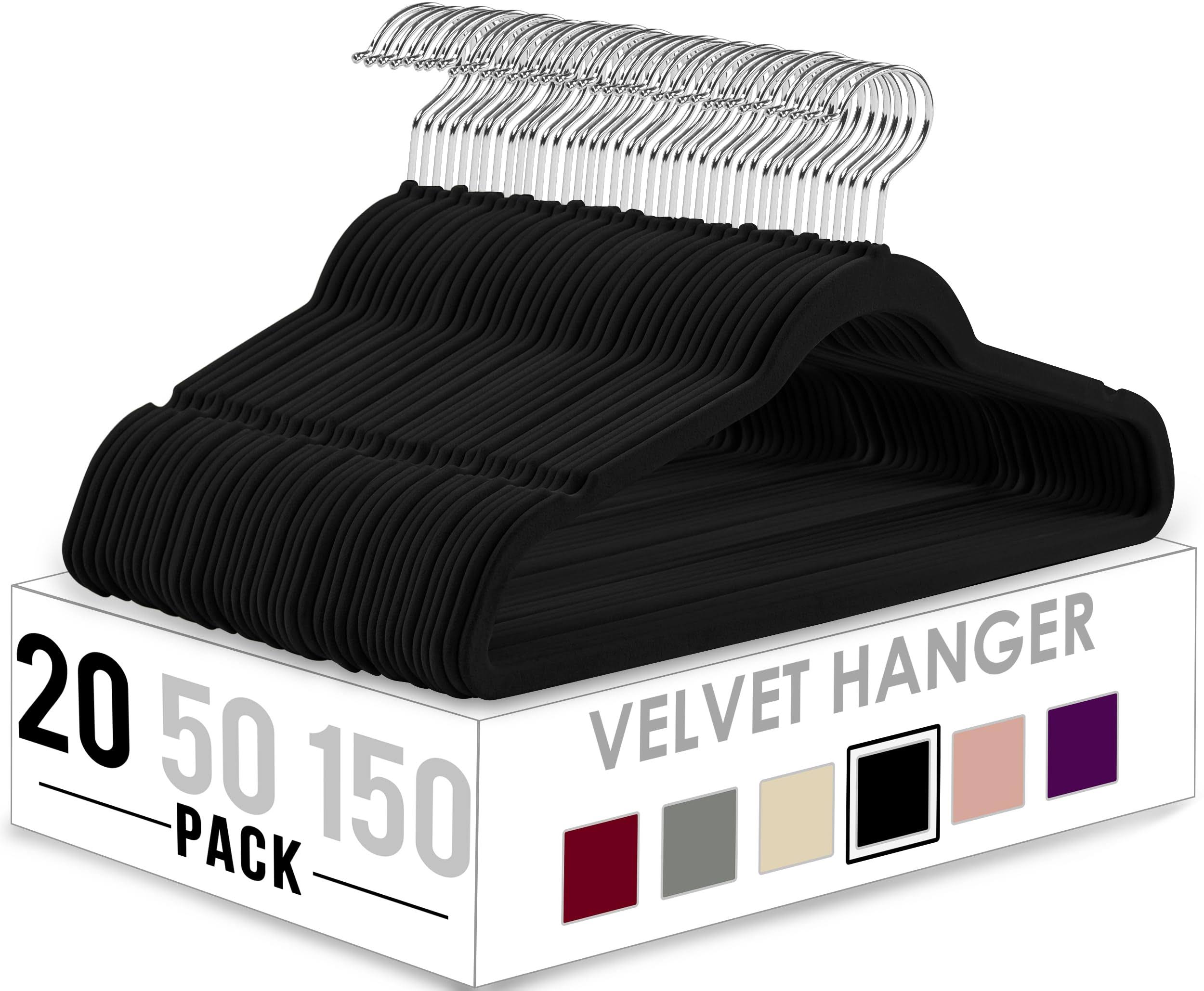 e7a49f91a03b30a43dd1ffdaa0238acf201988776bc0c09ce306d38f761bcb92.jpg Utopia Home Premium Velvet Hangers 20 Pack - Non-Slip Clothes Black Suit with 360 Degree Rotatable Hook Heavy Duty Coat - Image 1