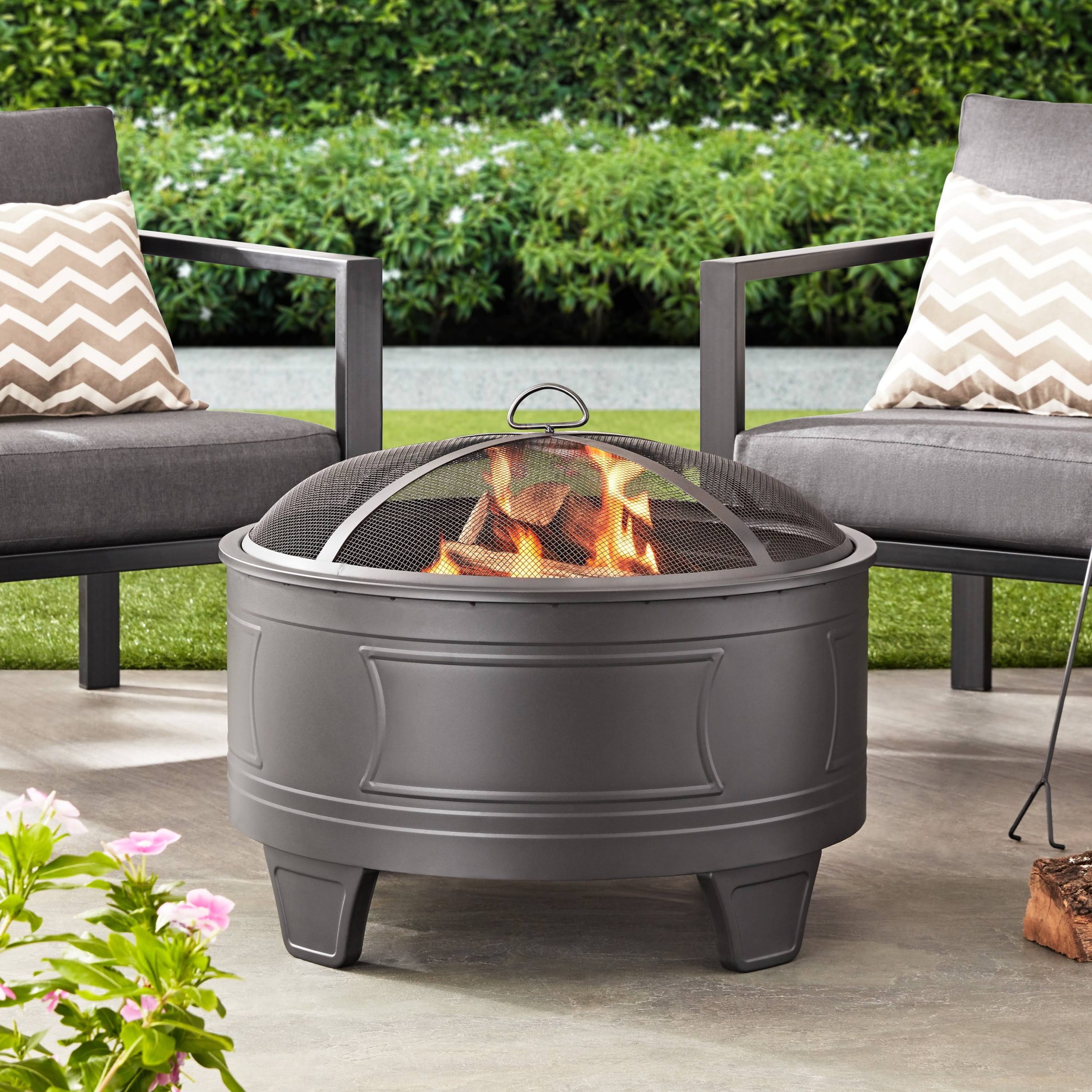 e7b30e534982a5160ceca933edede30352fbfca5bee393b62b8c311188ab4fb3.jpg Better Homes & Gardens 26 inch Damon Deep Bowl Wood Burning Steel Fire Pit, Size: Dia26 inch x H21.06 inch, Black - Image 1