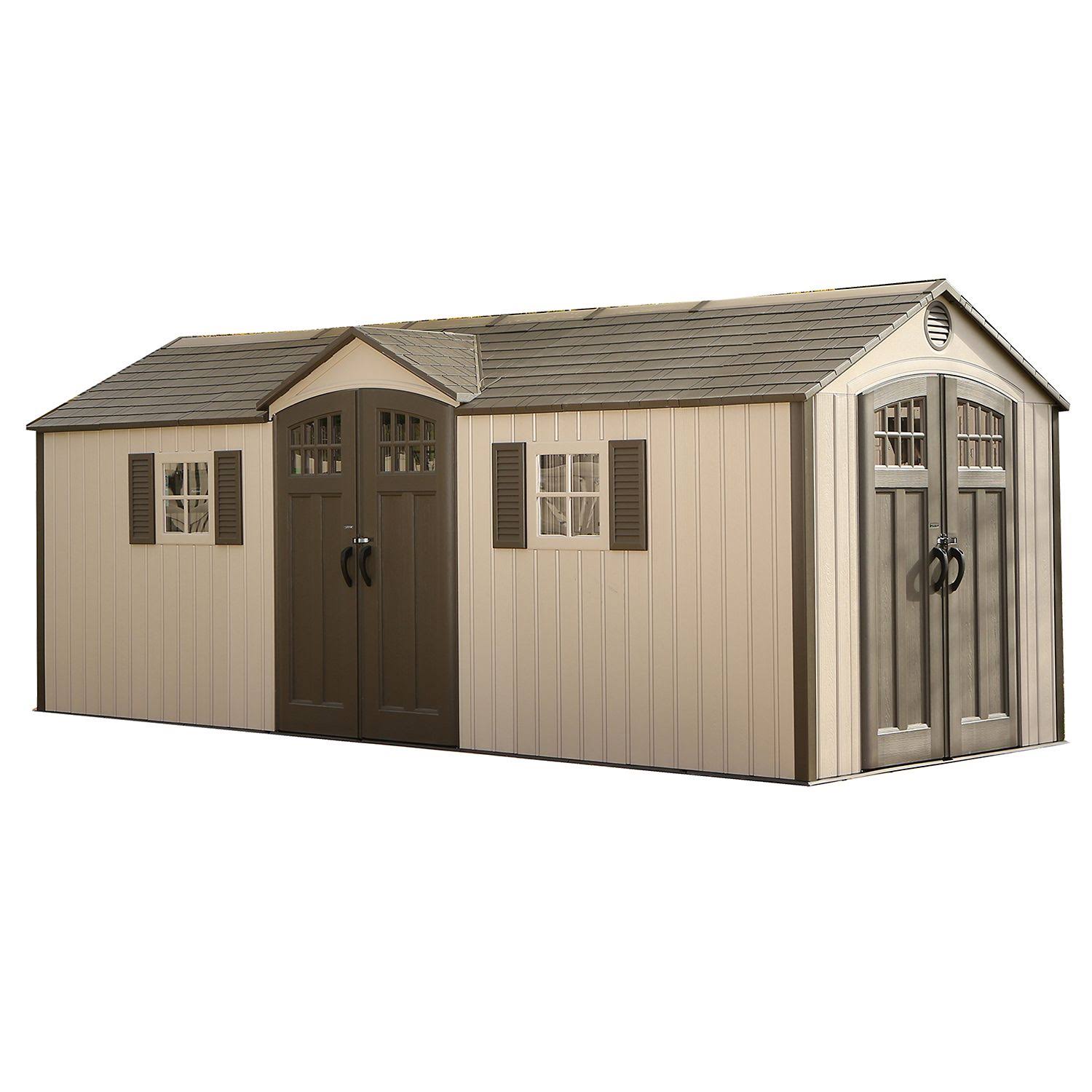 e7d583ea6f4a46c30f028f9a5c3c3eb865ca3d519ea251ae3be4861f255f2cee.jpg Lifetime 20' x 8' Outdoor Storage Shed Building Brown - Image 1