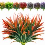 AUMVEYI 8 Pcs Outdoor Fake Plants UV Resistant Artificial Tall Grass Plants Faux Tropical Flowers Bushes D��cor Fall Winter Summer Planters Patio