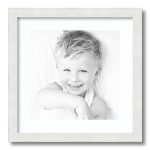 ArtToFrames 16x16 inch Matted Picture Frame with 12x12 inch Single Mat Photo Opening Framed in 1.25 inch Satin White Frame and 2 inch Super White Mat