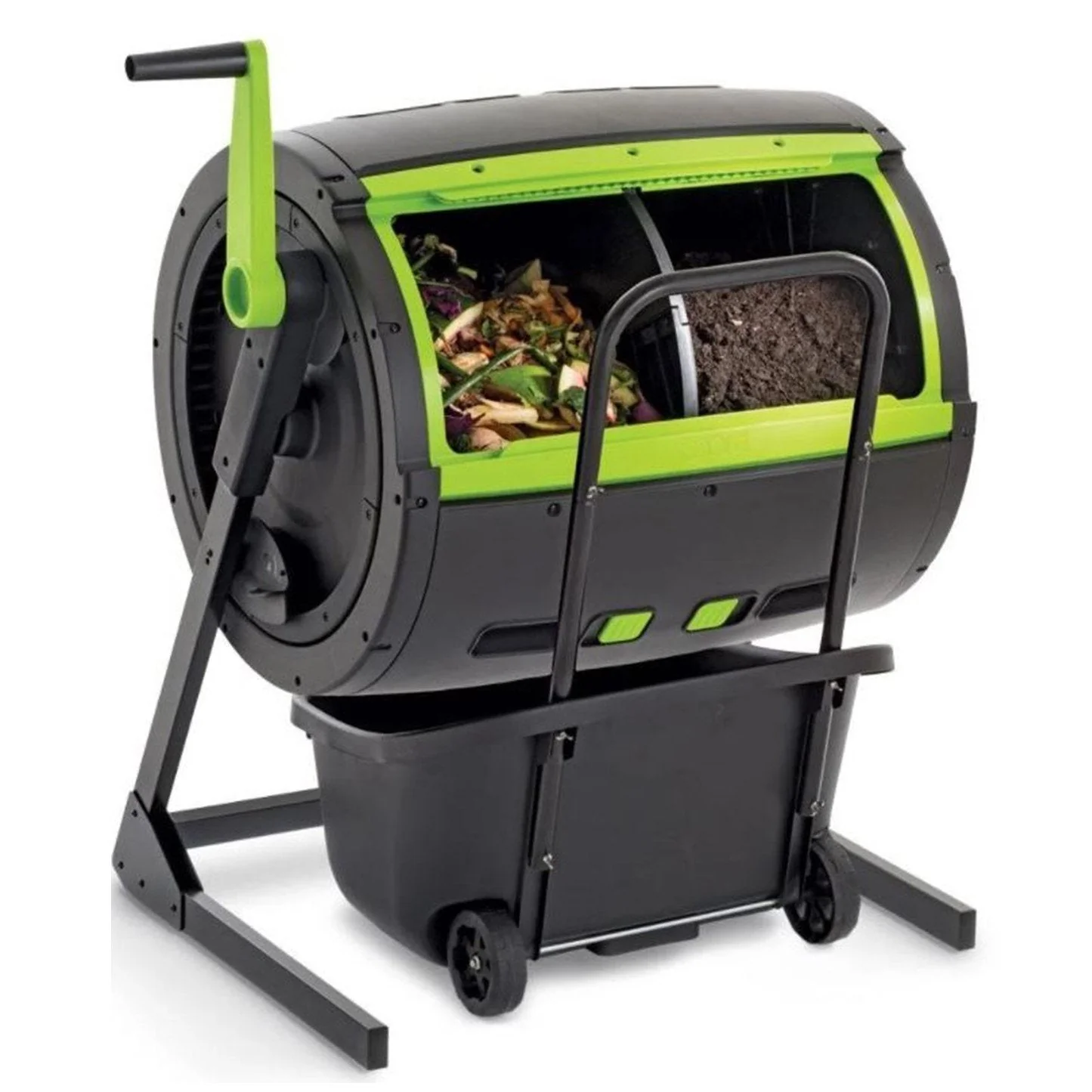 e7fc00946aefbd3eb658a9a40d37d4cf15aa6ddc6910bdb396e44e7a91483a5e.webp 65-Gallon Compost Tumbler And Cart Combo - Image 1
