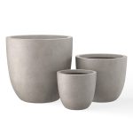 Kante 18", 14", and 10" W Weathered Concrete Round Planters (Set of 3), Outdoor Indoor Modern Planter Pots, Lightweight, Weather Resistant, Seamless