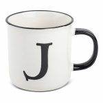 Thyme & Table Monogram J Stoneware Coffee Mug 16oz, White