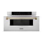 ZLINE Autograph Edition 30" 1.2 Cu. ft. Built-In Microwave Drawer Stainless Steel with Gold Accents