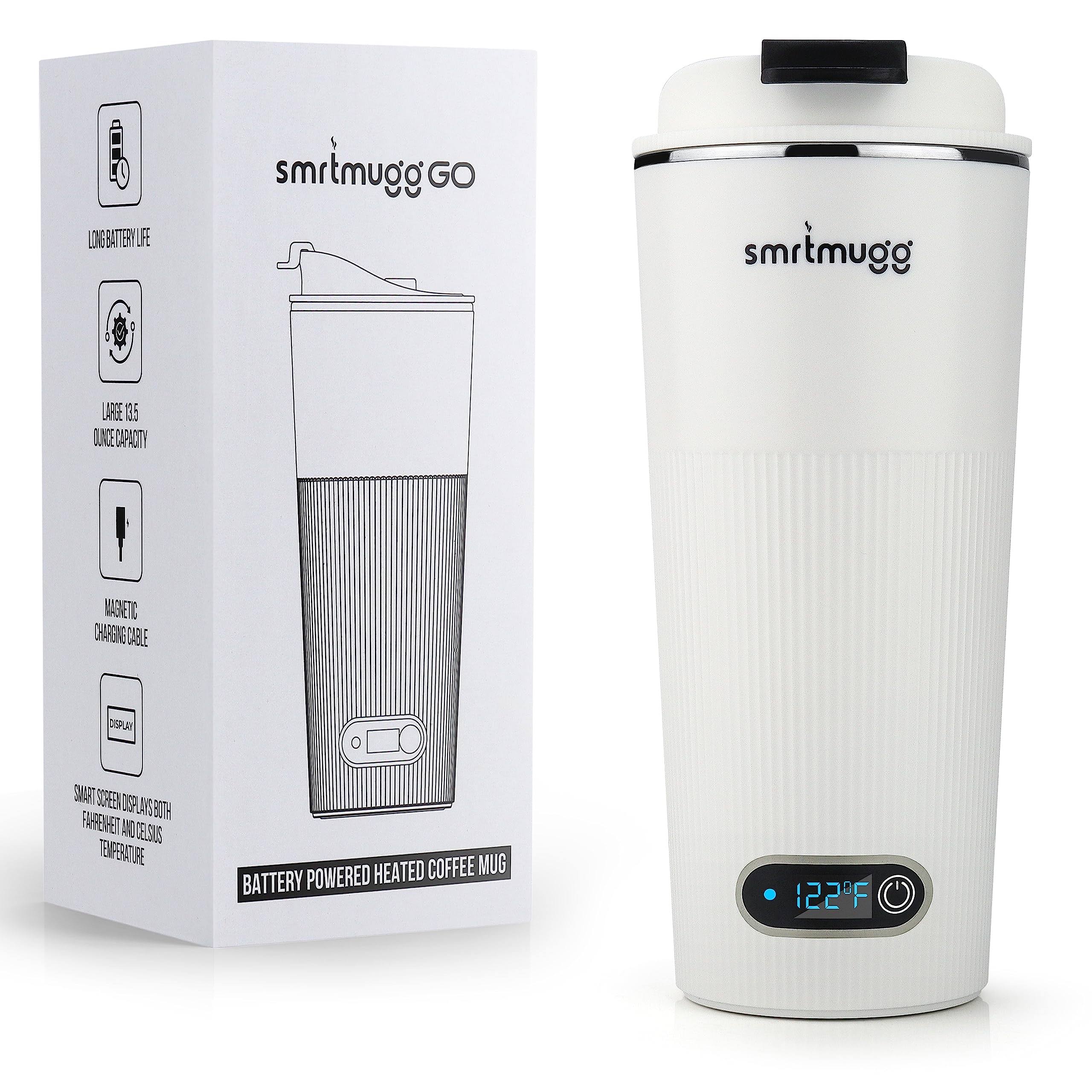 e859497747eef92706a61a6d508d0ce57c5012bc8496dd10b397f29ea7307c0d.jpg SmrtMugg Go Heated Coffee Mug, Travel Mug, 13.5 oz. Smart Mug, Battery Powered Heated Coffee Mug, Great for Coffee and Tea, Snap on Magnetic - Image 1