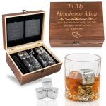 Greencor AnniversaryGifts for Him | Boyfriend | Fiance | Men | Husband - Whiskey Glass Set Engraved 'To My Handsome Man Gifts for Birthday | Christmas