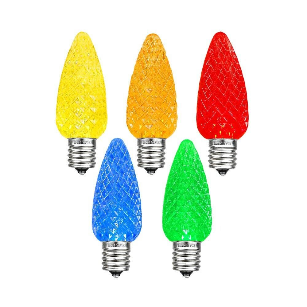 e89ef20ada8bac9bb05568cb49489d47a9d9fa57abb9b92e4dd4dc39b0aa969f.jpg Novelty Lights 25 Pack C9 LED Twinkle Outdoor Christmas Replacement Bulbs, Multi, E17/c9 Base, .5 Watt - Image 1