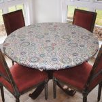 Covers for The Home Elastic Edged Flannel Backed Vinyl Fitted Table Cover - Multi-Color Geometric Pattern - Large Round - Fits T